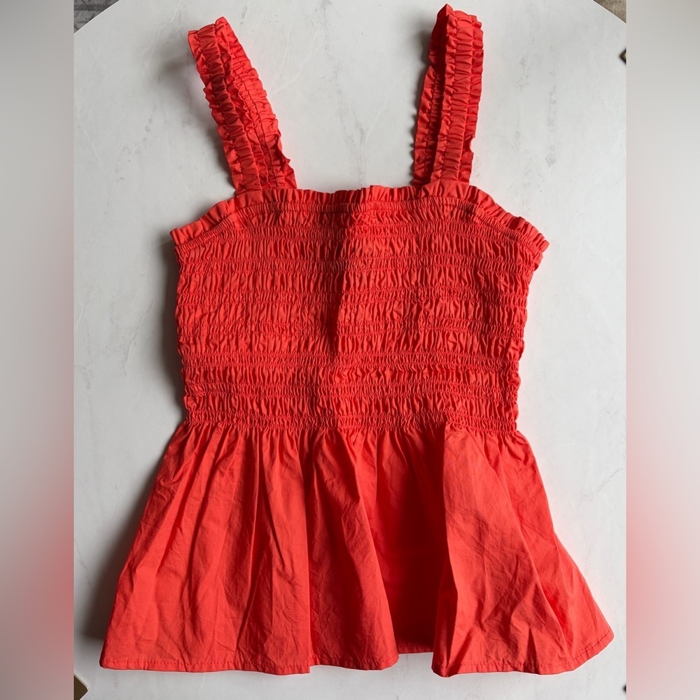 GAP Smocked Peplum Top Blood Orange, Size Small